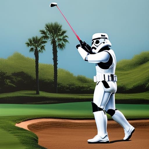 Stormtrooper Plays Golf: Hyperrealistic Concept Art