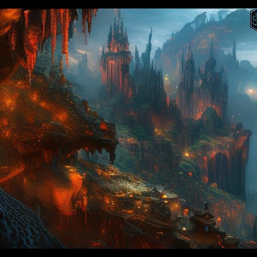 Fantastical Deep Color City Concept Art