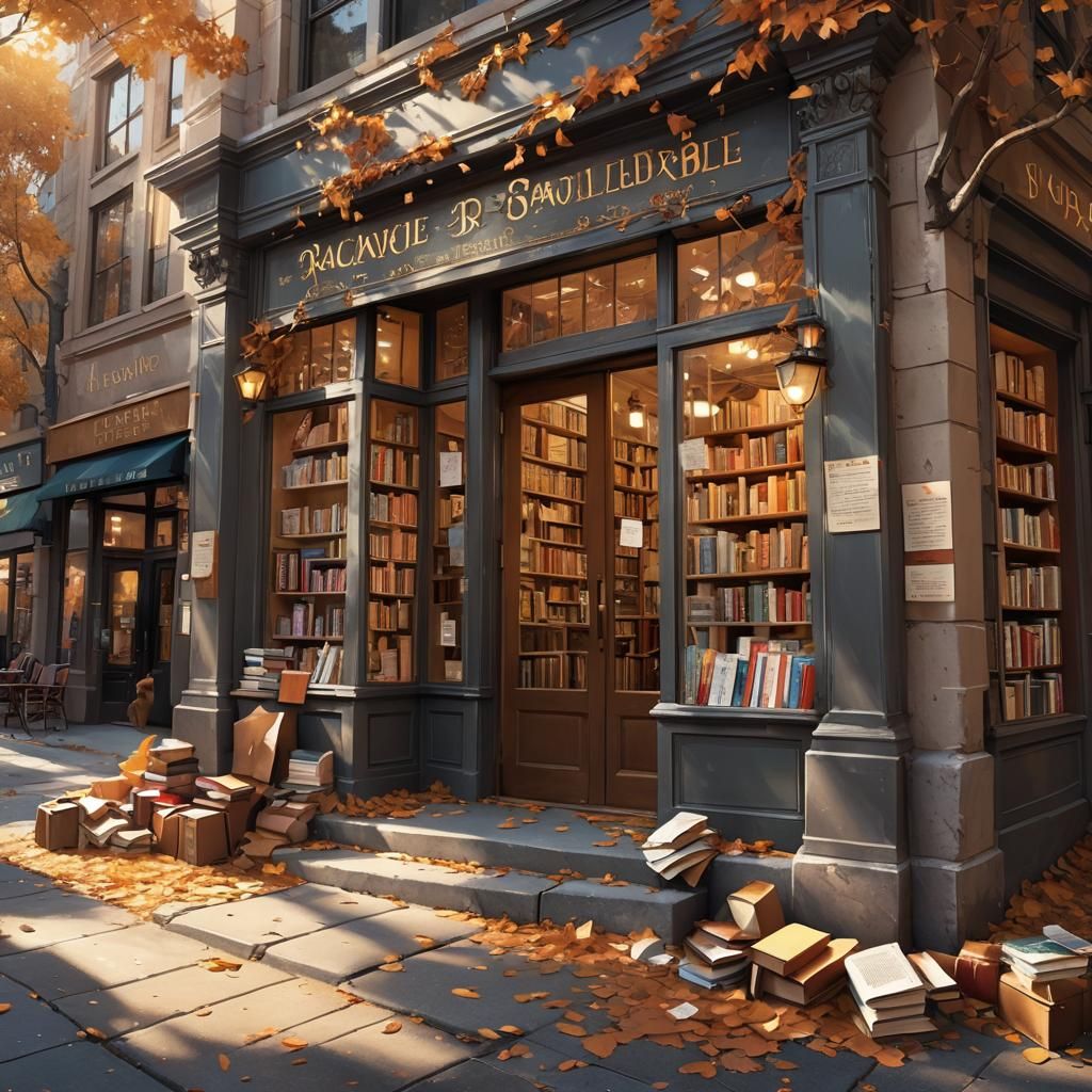 Whimsical Bookstore Scene in Unreal Engine 5 Style