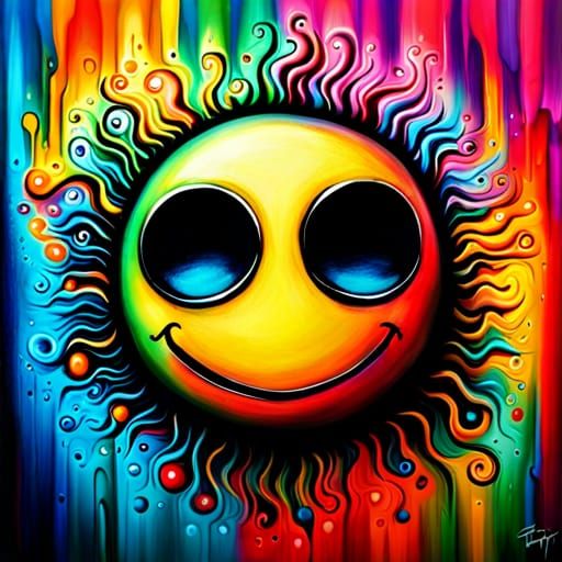 Smiley Graffiti Art in Tim Burton Style