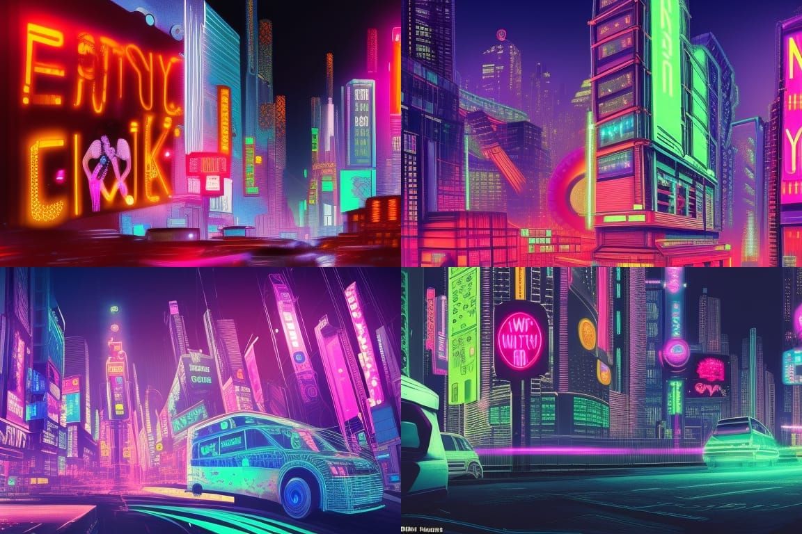 Cyberpunk New York City at Night in Neon