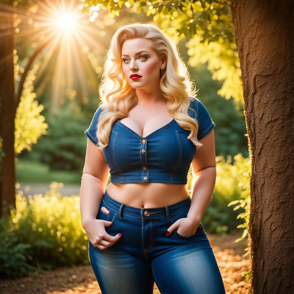 Confident Curvy Blonde in Sunlight: Pin-Up Photography