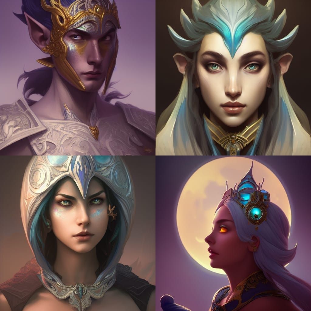 Detailed Portrait of Moon Elf King