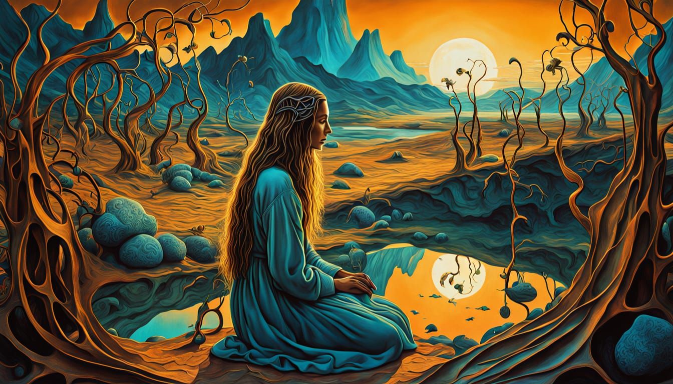 Surreal Bio Art Masterpiece in Warm, Golden Light