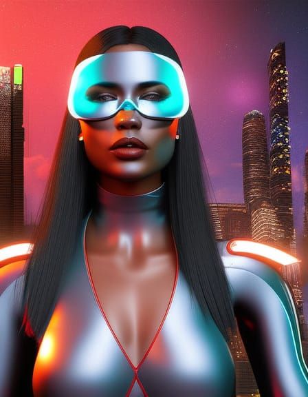 Cyberpunk Woman in Spandex: 8K 3D Digital Art