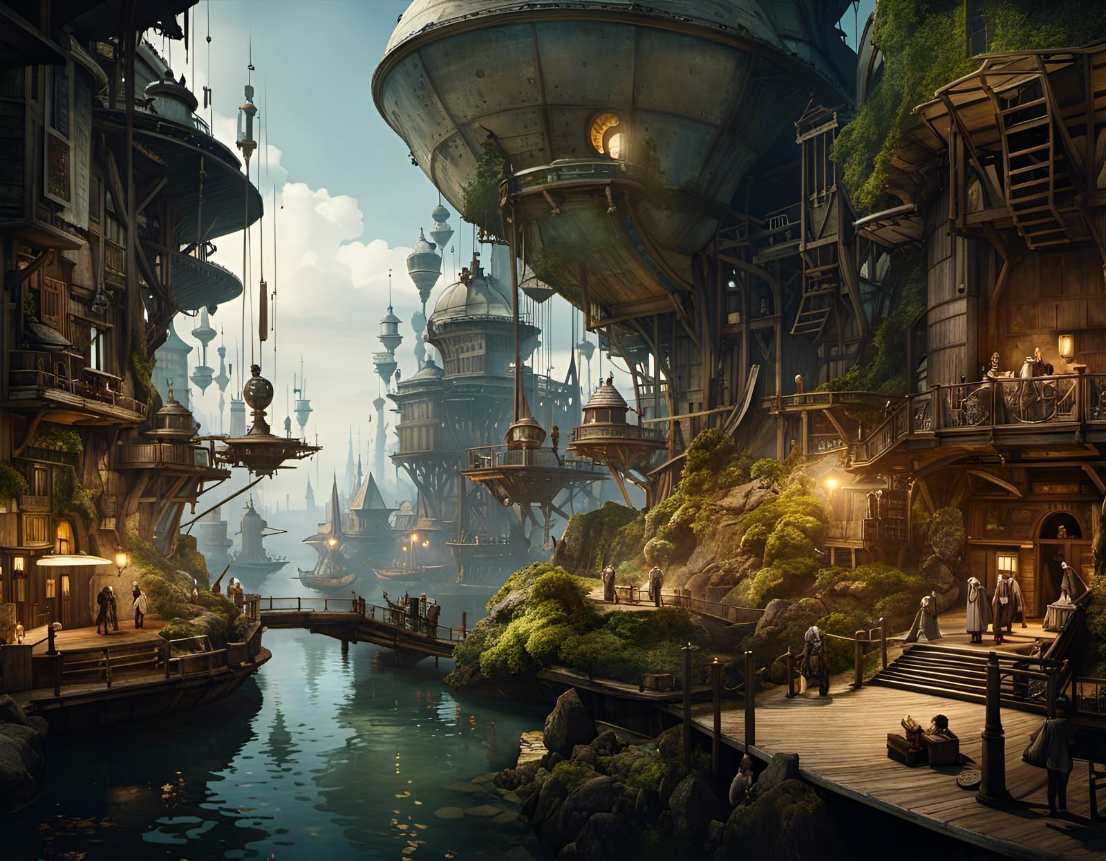 Sci-Fi World Concept Art in Digital Watercolor Style