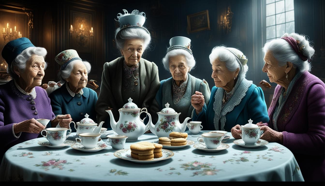 Cinematic Tea Party in Hyperrealism