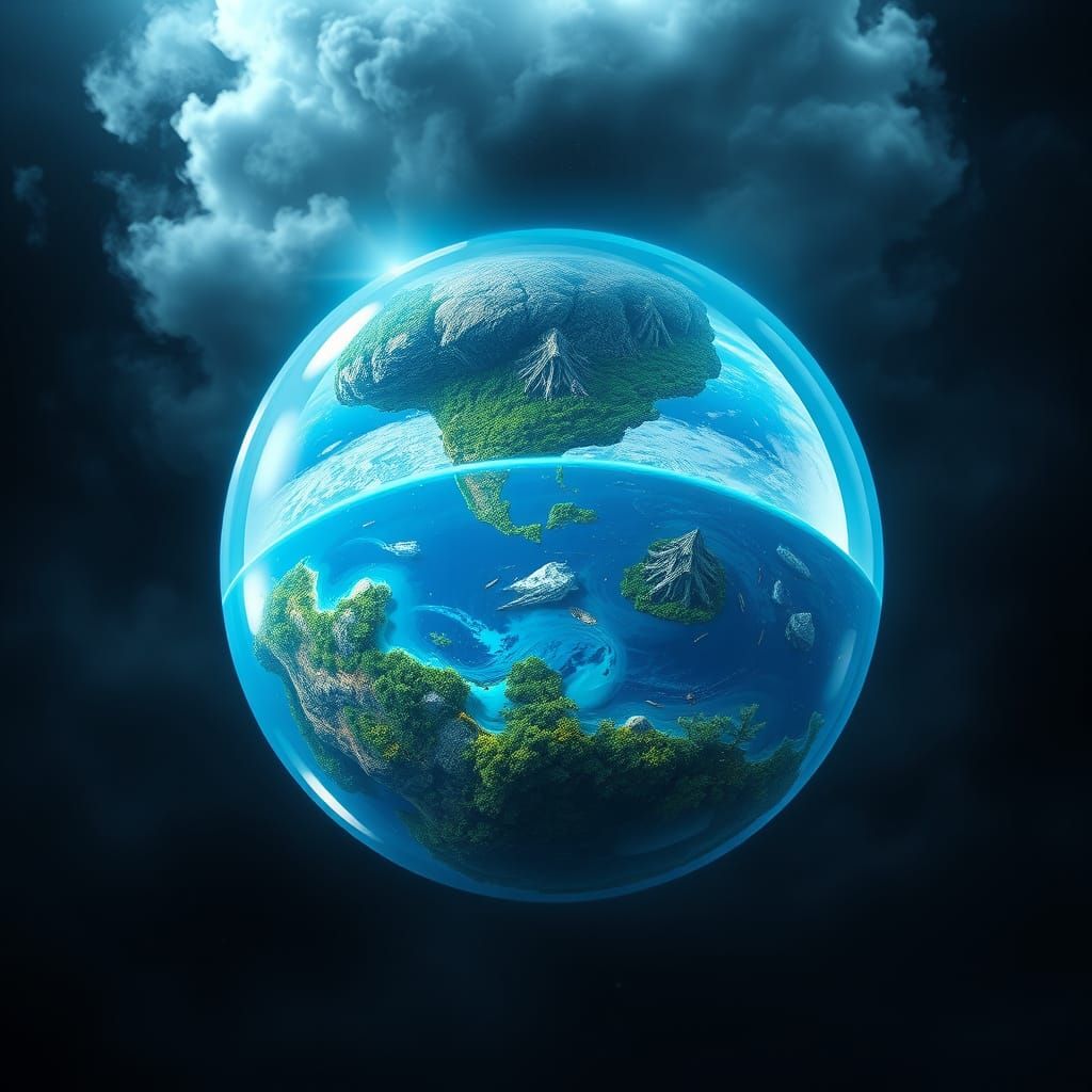 Contrasting Planets in Bubbles: Hyperrealistic Sci-Fi Art