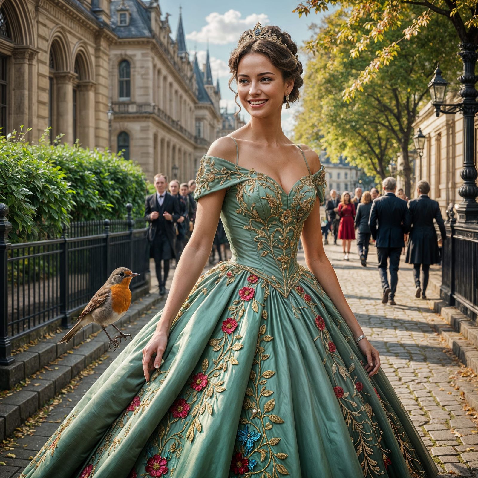 Glamorous Lady Surrounded by Nature's Splendor in Realistic....