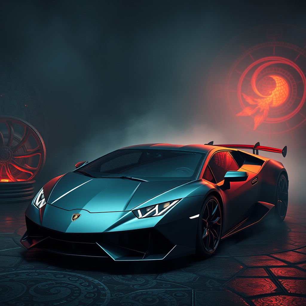 Lamborghini in Dreamscape, Hyper-Realistic Digital Art