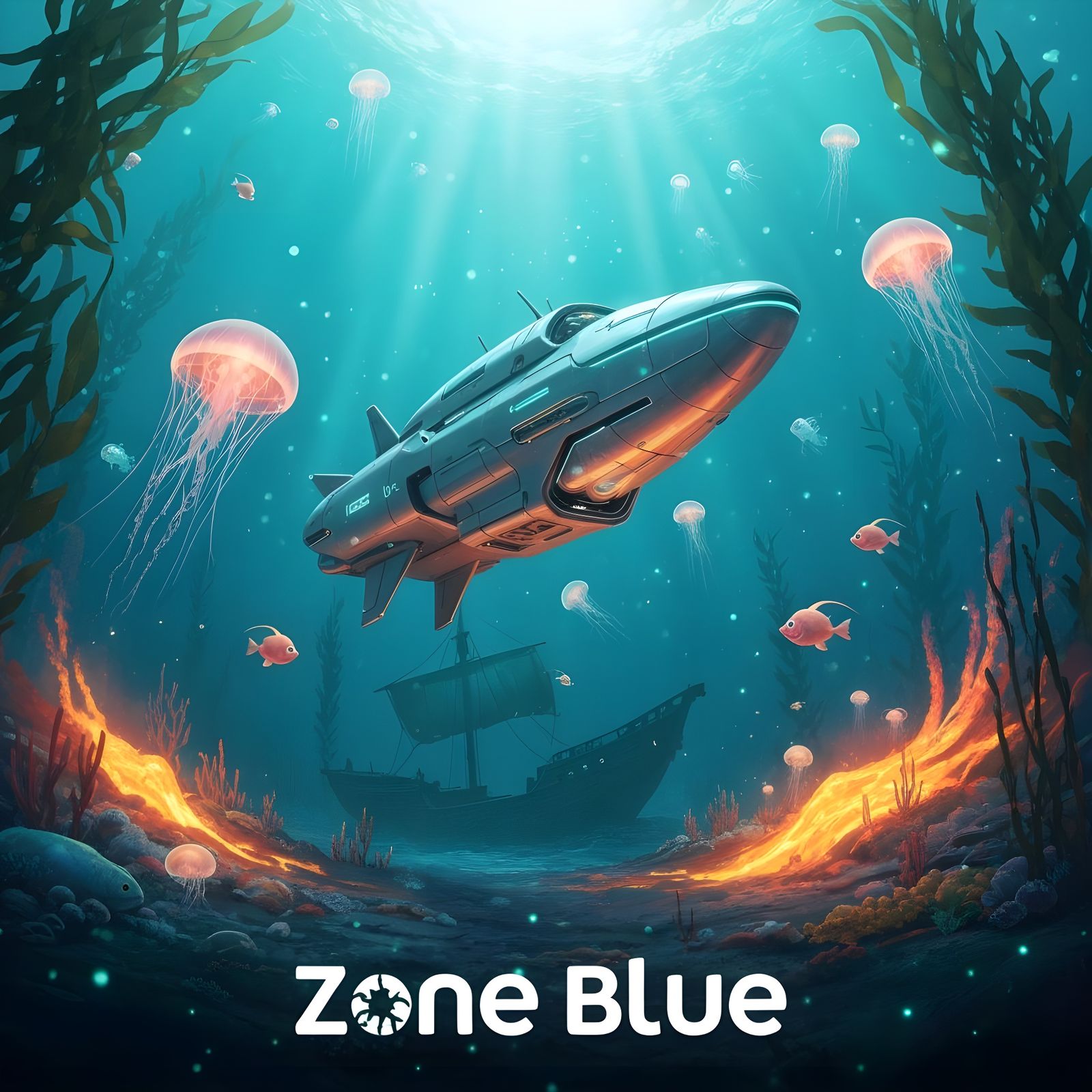 Zone Blue: Futuristic Deep-Sea Exploration Poster