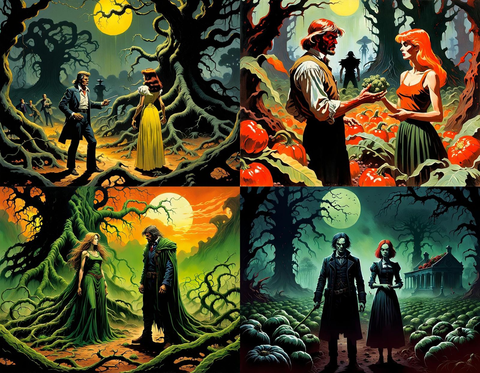 Fantasy Book Cover: Angry Couple in Decaying Plantation