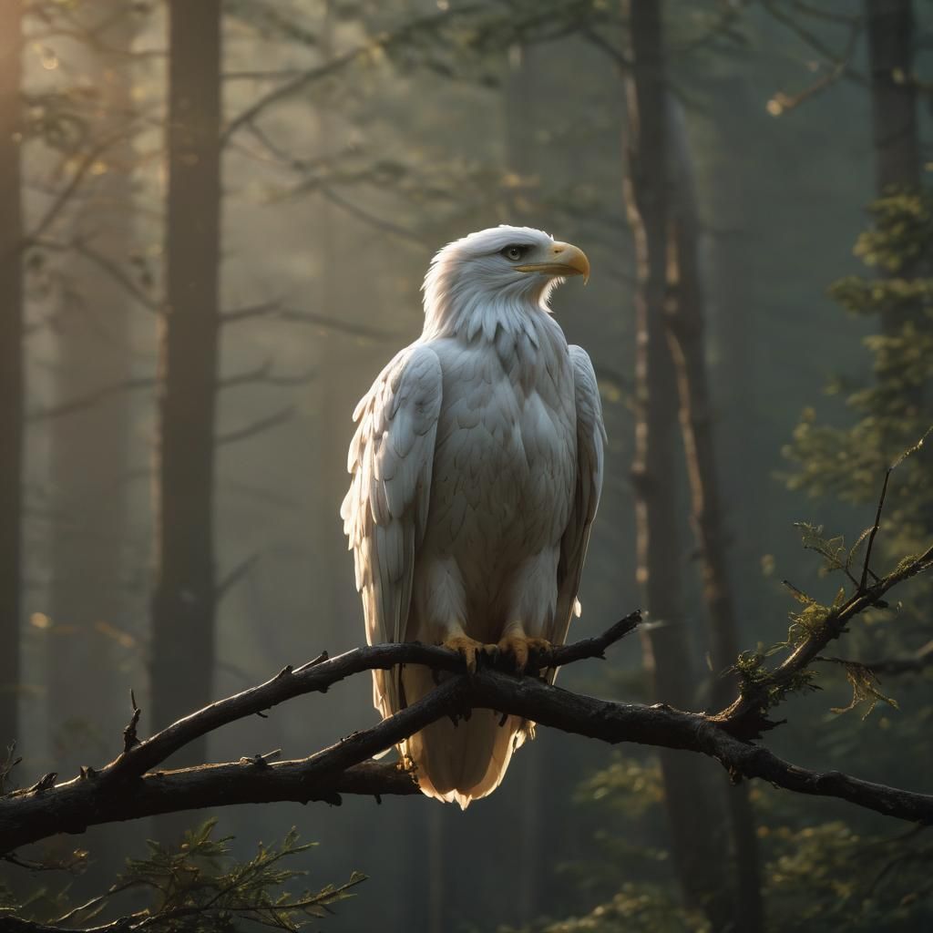 Majestic White Eagle in Golden Hour Light
