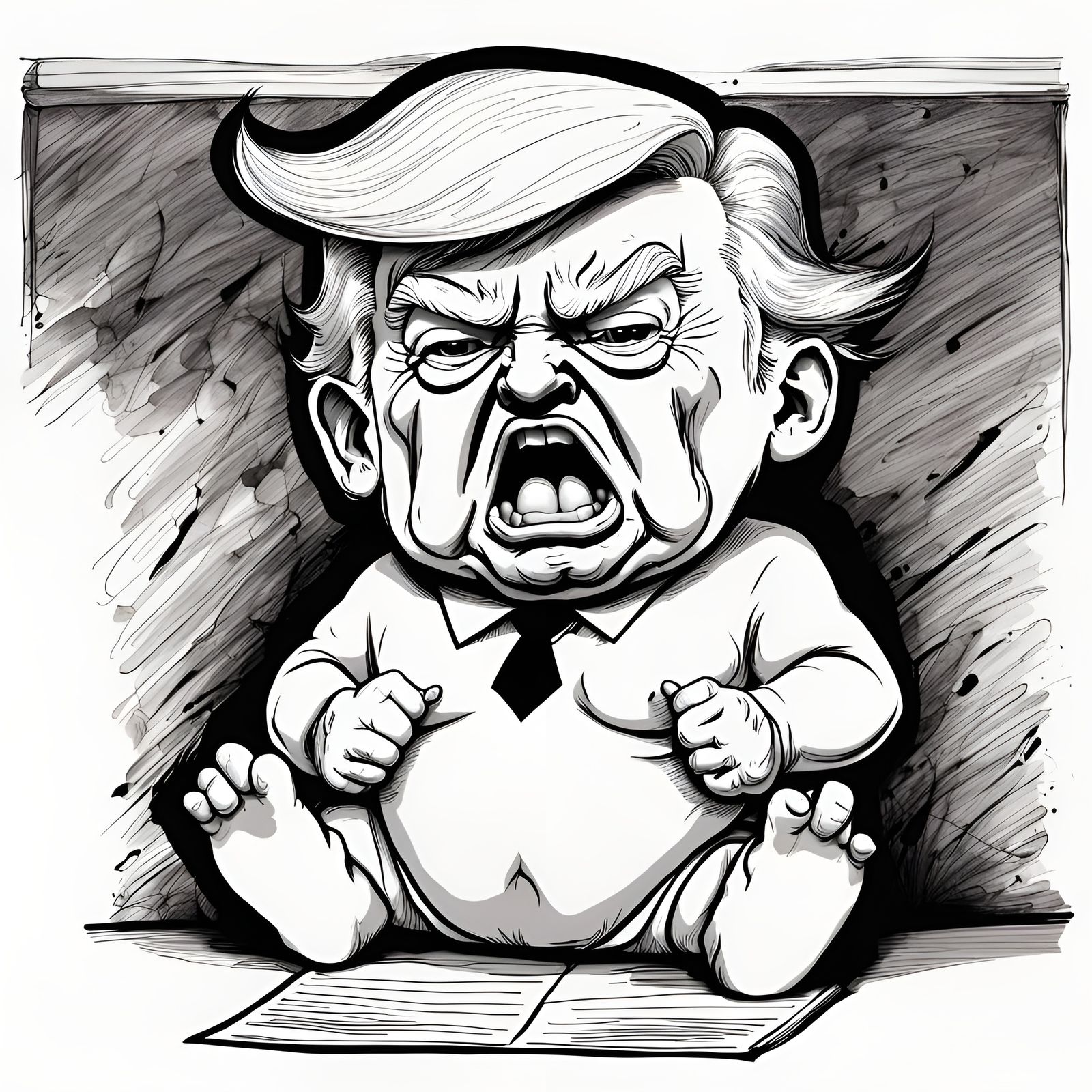 Satirical Cartoon: Trump as Petulant Baby