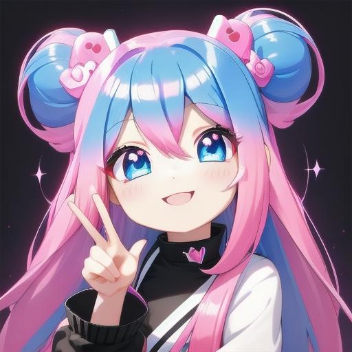 Cute Cartoon Character Icon with Ombre Hair