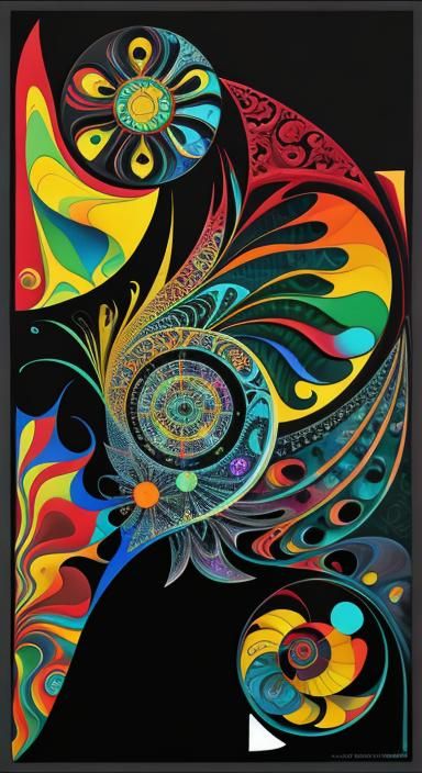 Abstract Fractal Wave Function in Cel-Shaded Digital Art