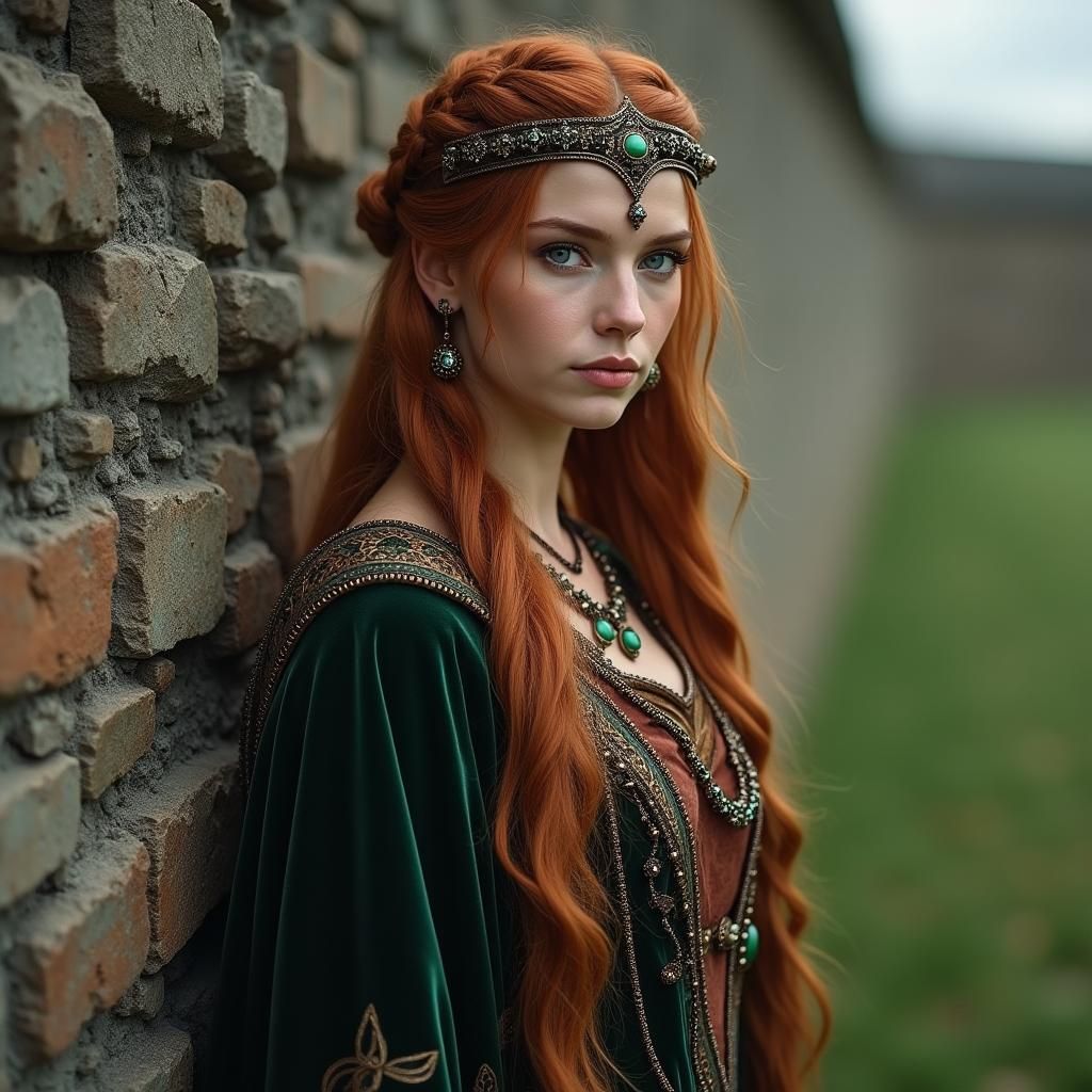 Lithuanian Goddess Užsparinė by Stone Border Wall