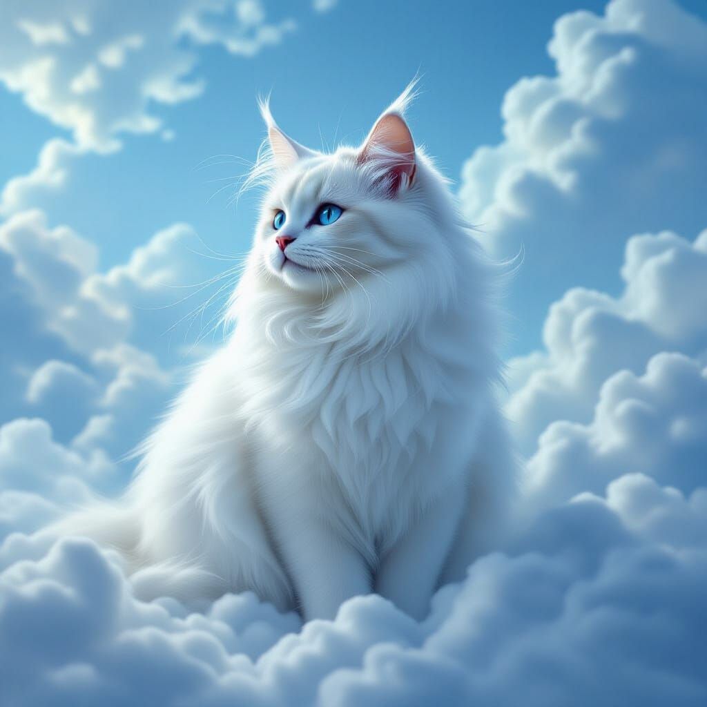 Ethereal Cloud Cat in a Vast Sky
