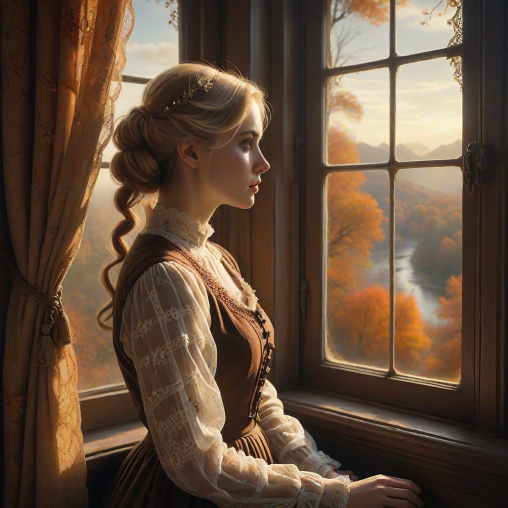 Romantic Autumn Dreamscape in Whimsical Digital Style