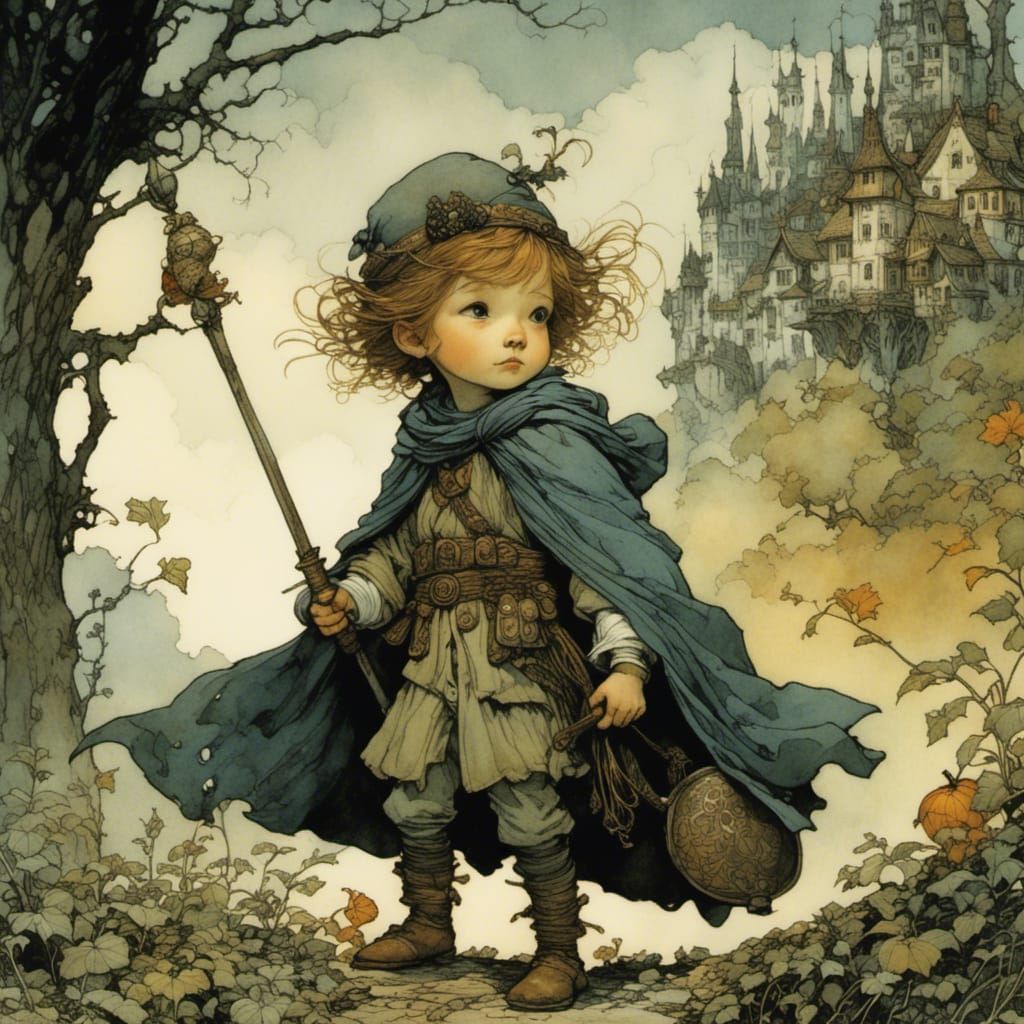 Whimsical Child Illustration in Fantasy Art Style
