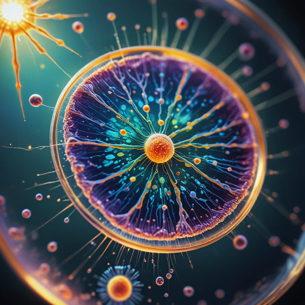 Vibrant Cellular Landscape in Biological Illustration Style