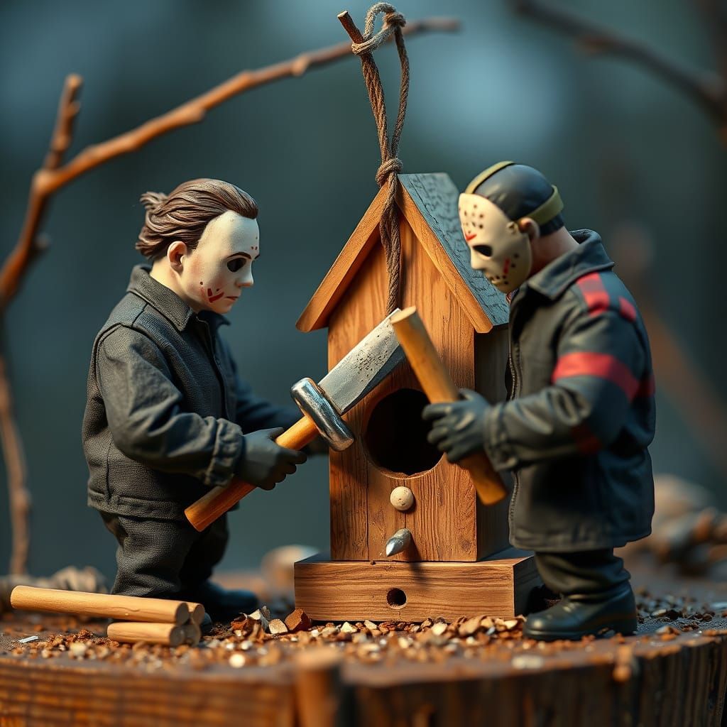 Michael Myers and Jason Voorhees Build a Birdhouse