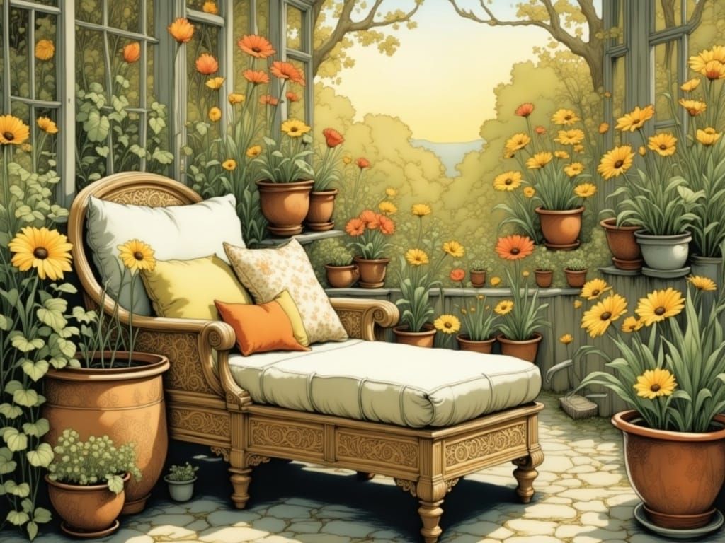 Whimsical Garden Oasis in Storybook Style