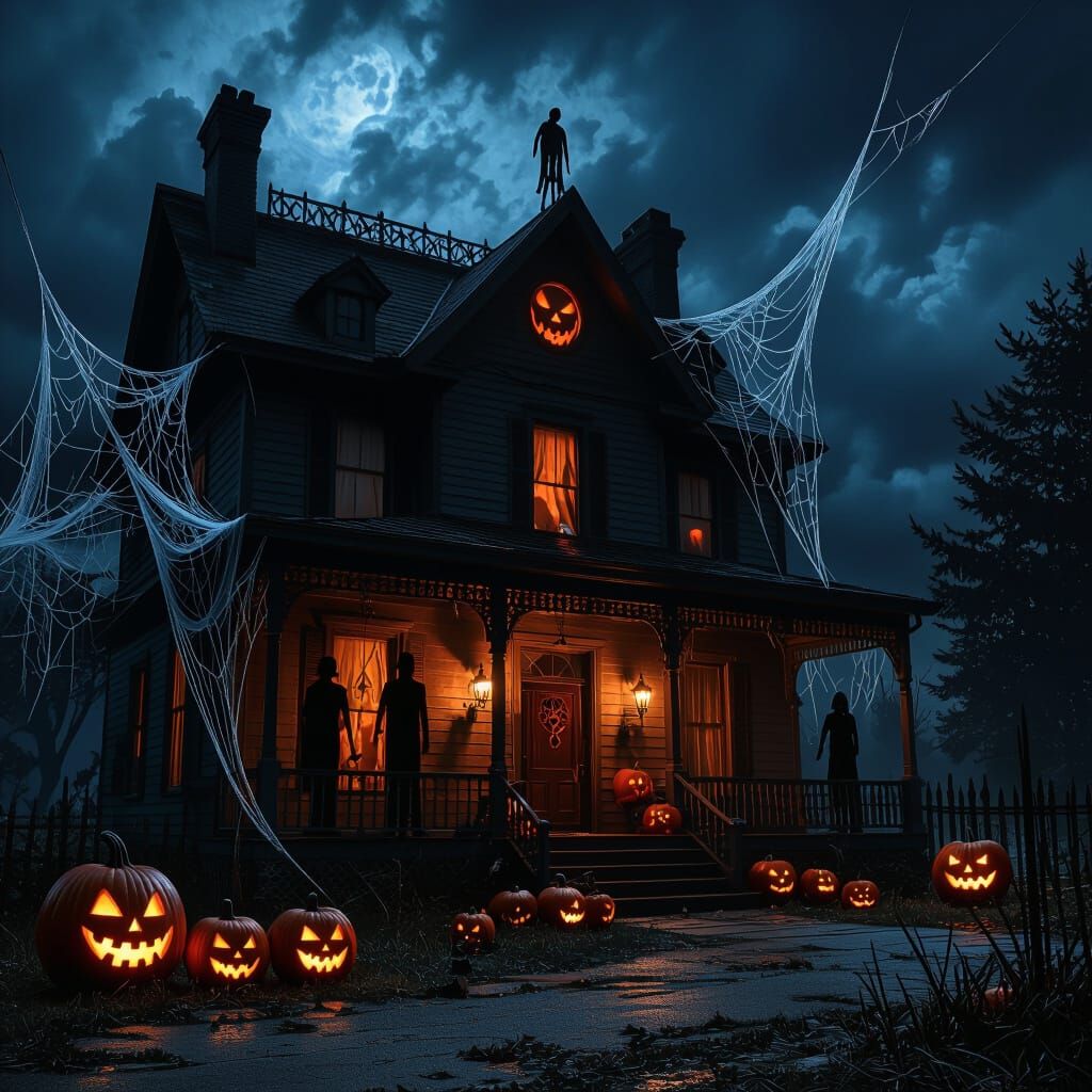 Bates Motel Halloween Night in Dark Fantasy Style