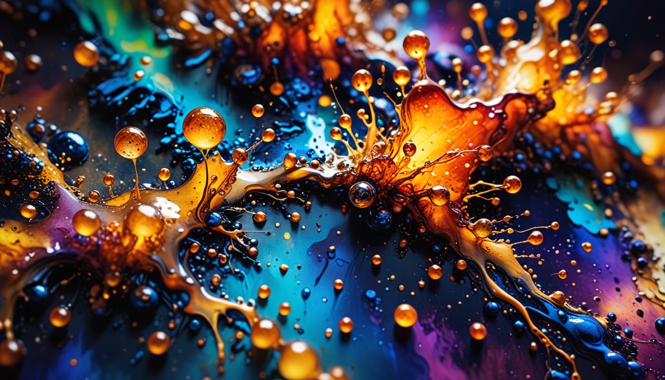 Vibrant Alcohol Ink Art: FUFJUF Falls on Town