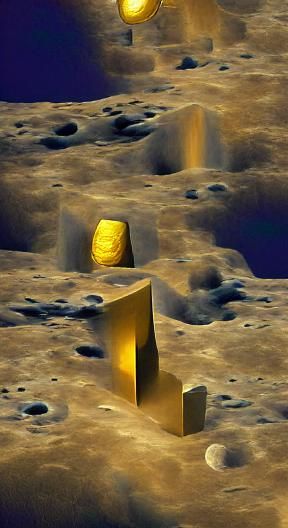 Golden Monolith on the Moon