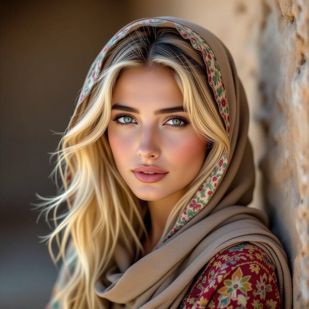 Afghan Girl Portrait in Steve McCurry Style