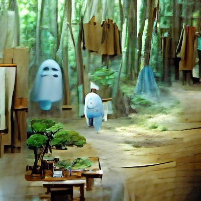 Ghostly Wanderer in a Forest