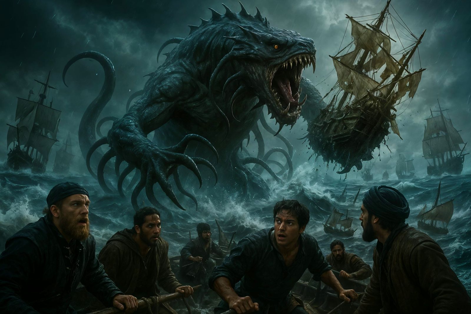 Colossal Sea Monster Emerges From Stormy Ocean