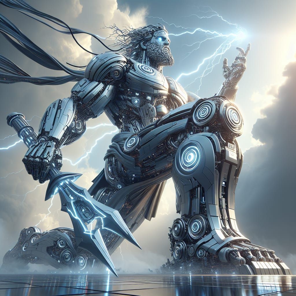 Futuristic Robot Zeus Ready to Strike