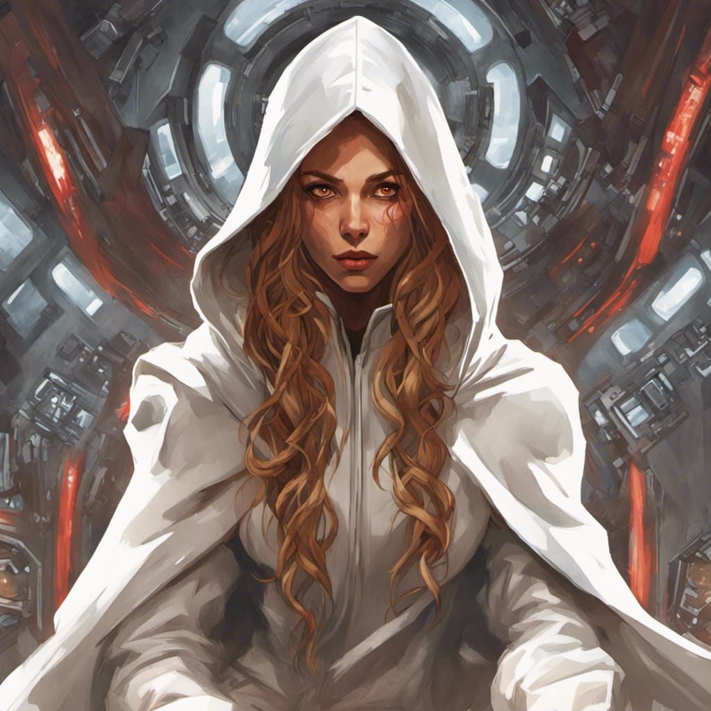 Attractive Cybernetic Woman in Fighter Cockpit