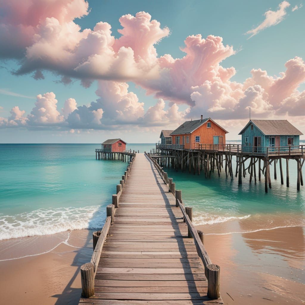 Nostalgic Seaside Town With Pier