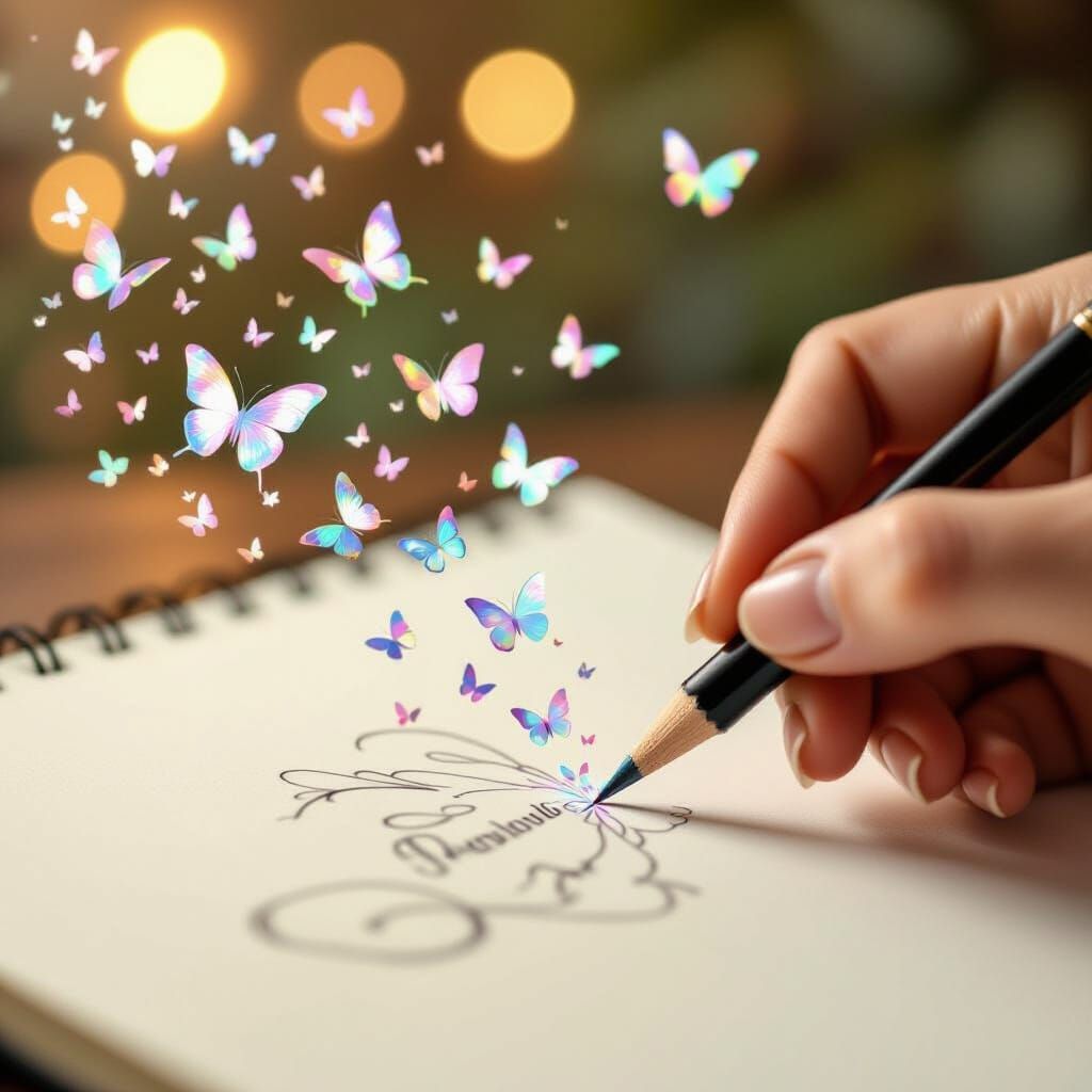Magical Realism: Butterflies Emerge From Sketching Pencil