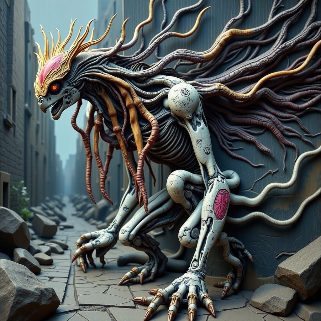 Twisted Avian Abomination in Akira Toriyama Style