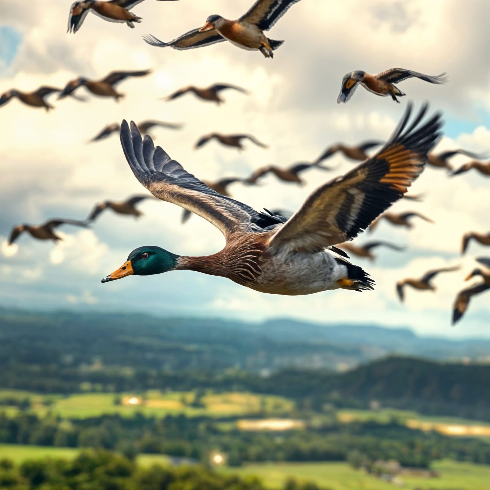 Breathtaking Aerial View From Back of Migratory Duck