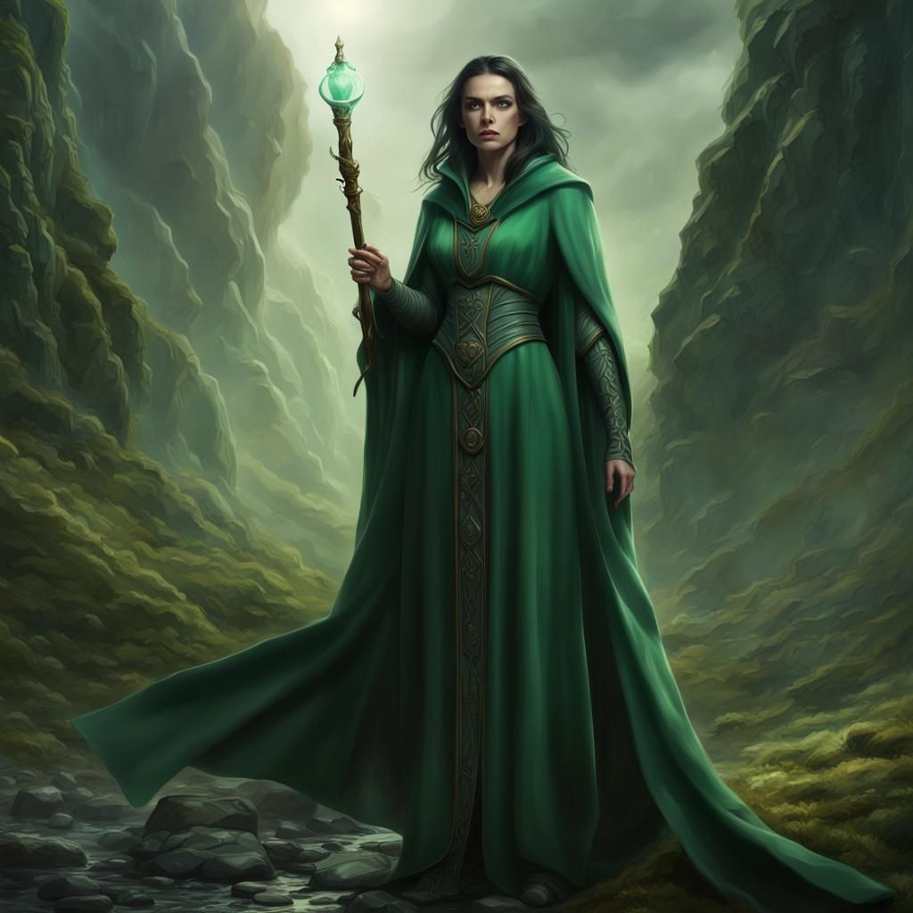Irish High Elf Wizard in Green Robes
