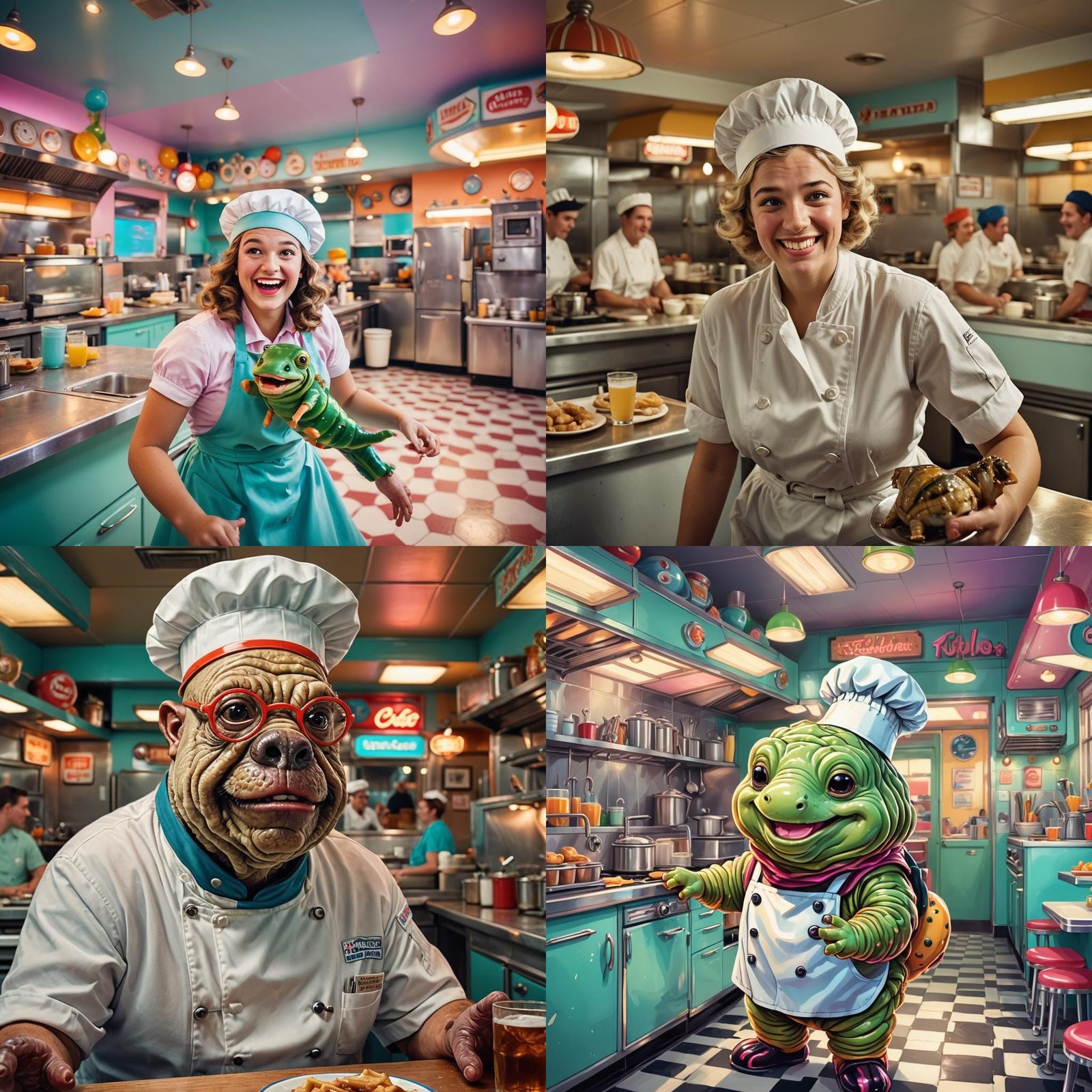 Tardigrade Chef in 1950s Diner Portrait