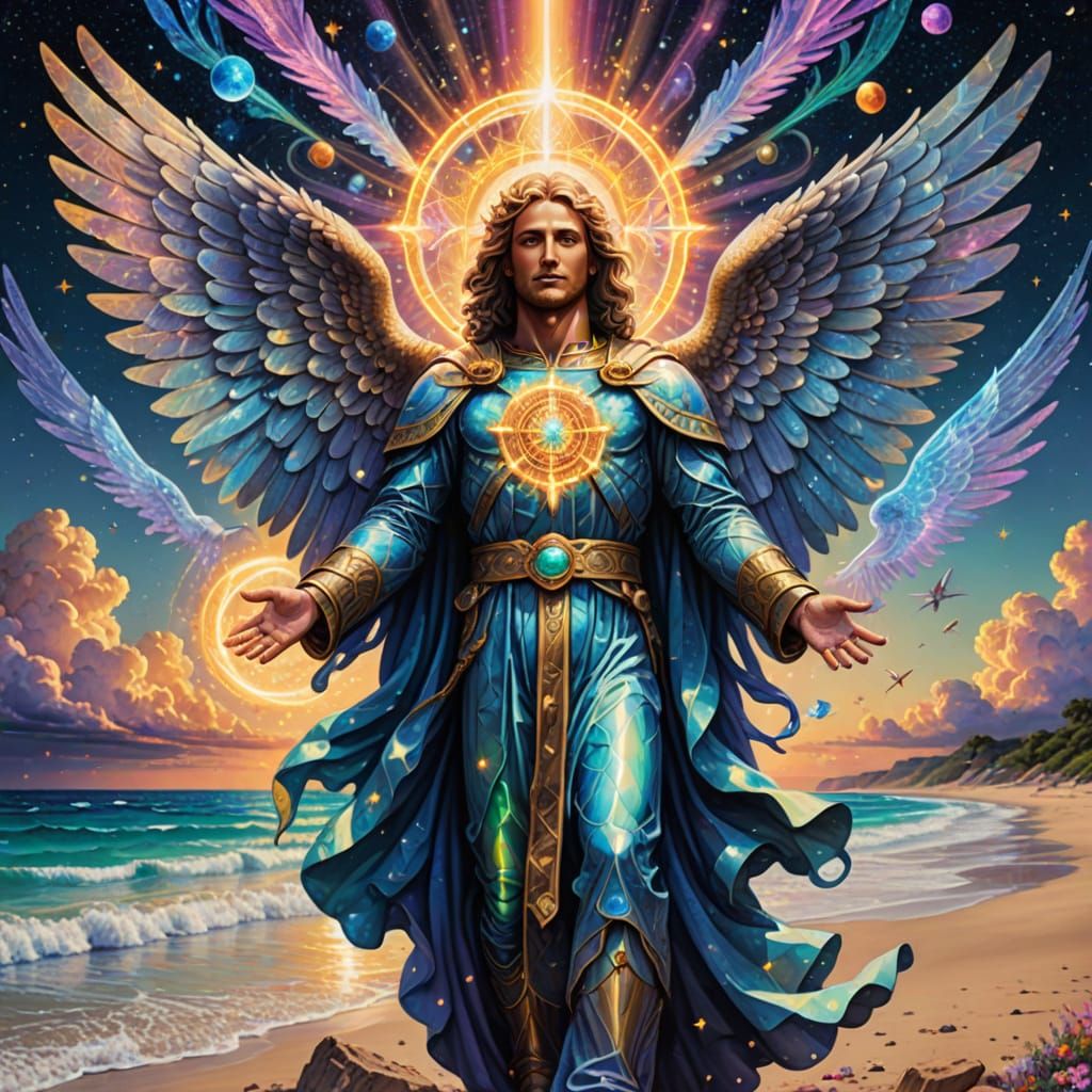 Archangel Metatron Unfolds Miracles in Vibrant Cosmic Beach ...