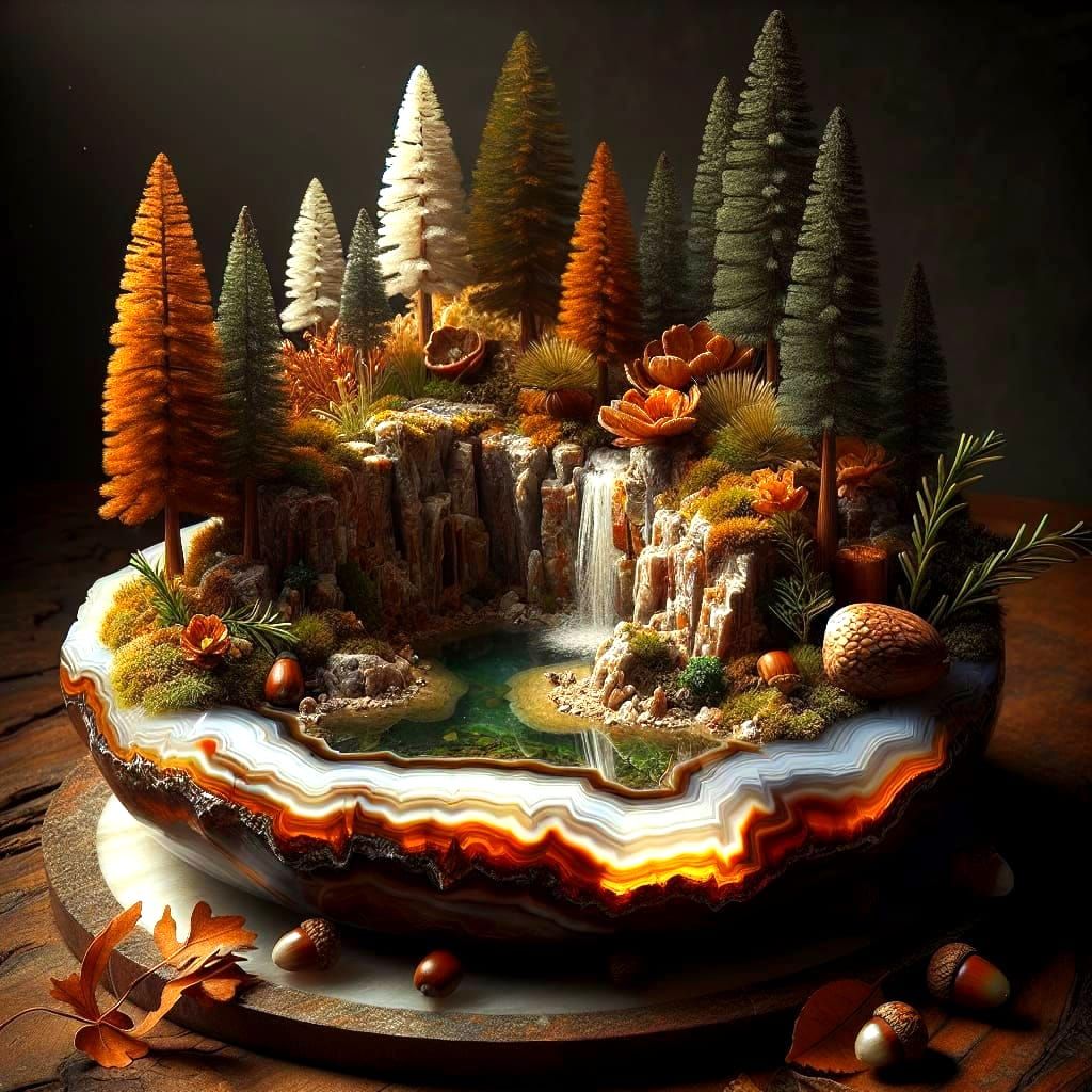 Exquisite Agate Still Life with Redwood Forest