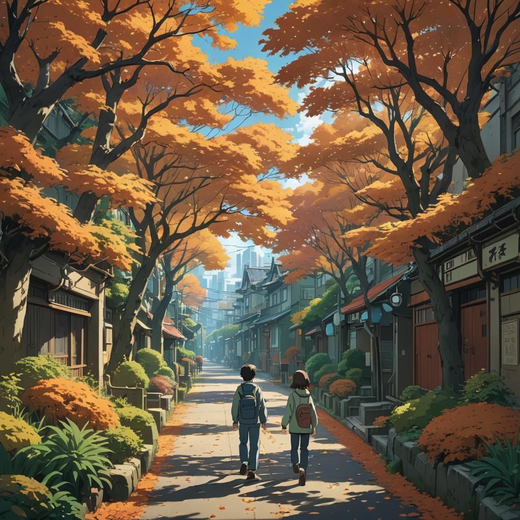 Autumn Scene in Studio Ghibli Anime Style