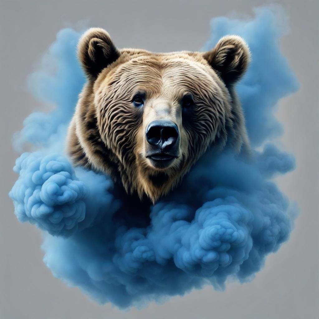 Blue Grizzly Cub in Smoky Darkness