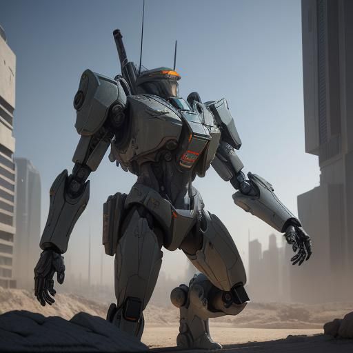 Futuristic Sci-Fi Mech in Polished Metal