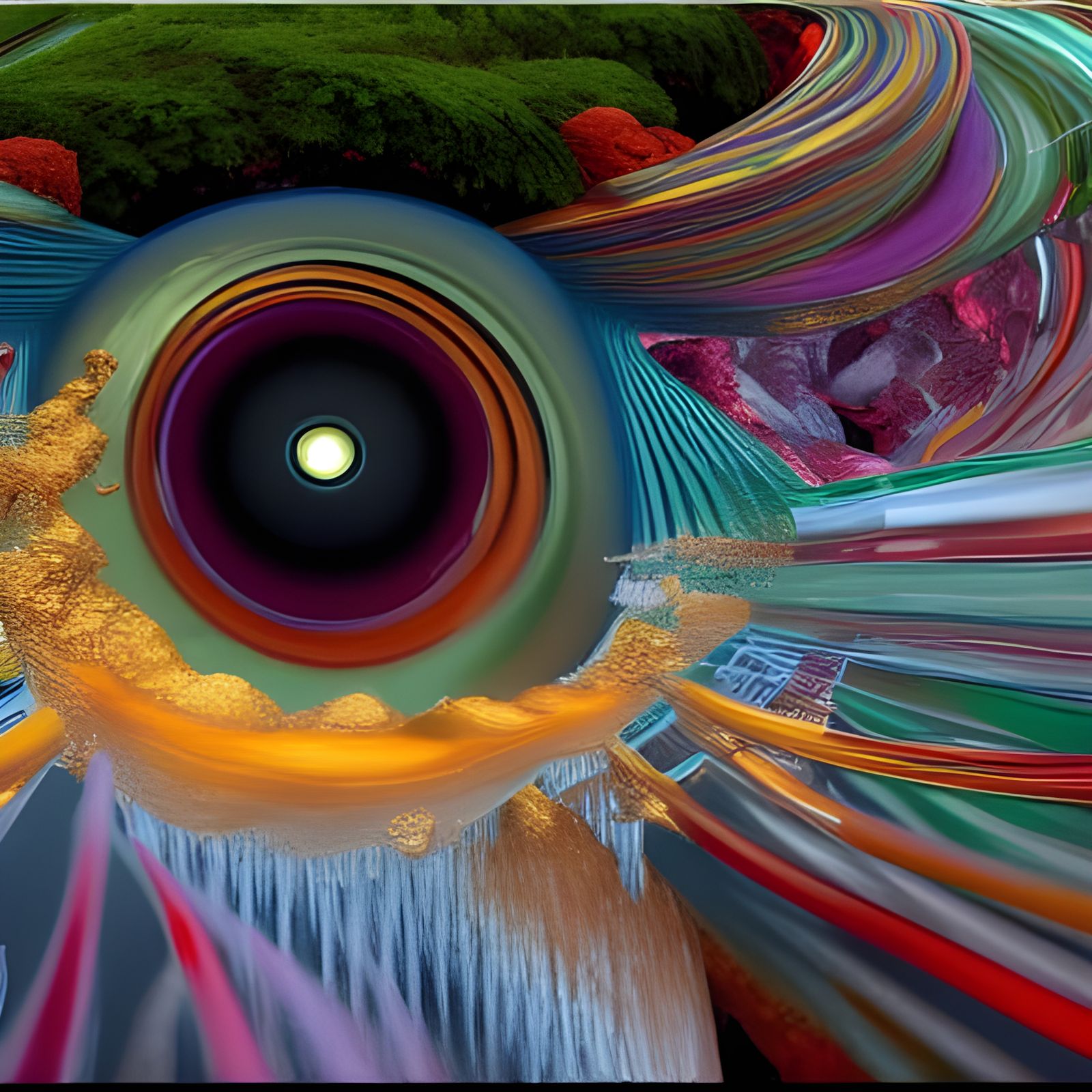 Lush Cascade of Nature in Golden Age Illustration Style