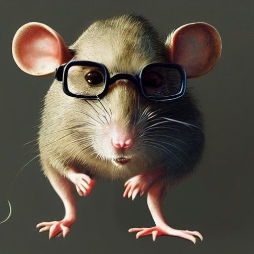 Rat with Glasses Digital Art, Greg Rutkowski Style
