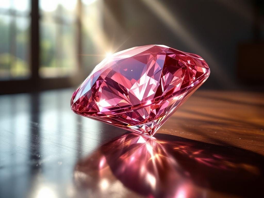Brilliant Pink Diamond Refracts Light
