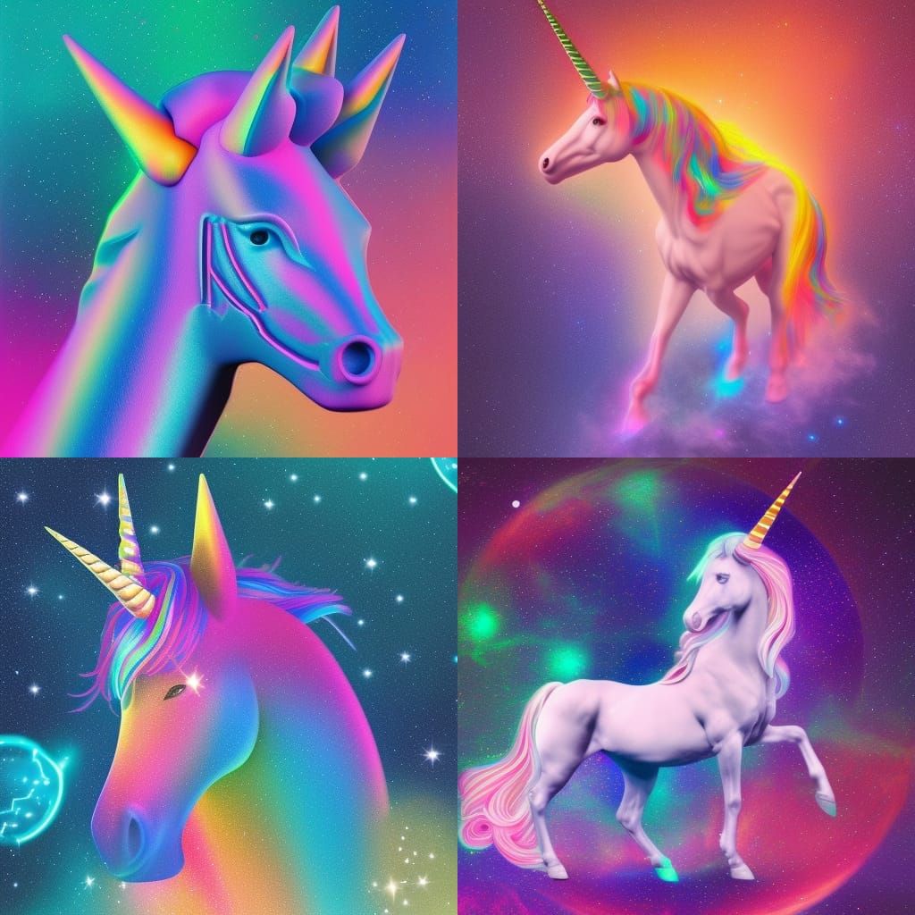 Astral Unicorn: Holographic Cosmic Illustration